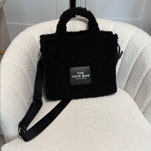 Marc Jacobs Black Sherpa Tote Bag with Adjustable Strap